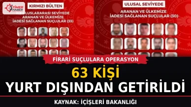Firari suçlulara operasyon: 63 kişi yurt dışından getirildi